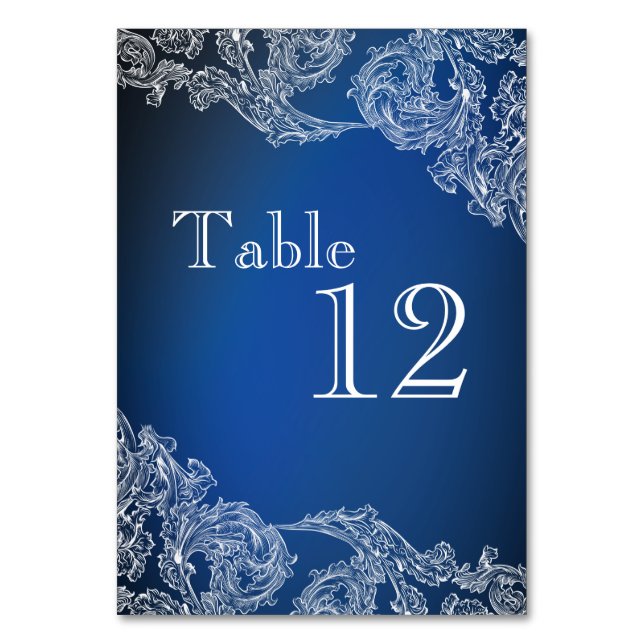 Numéro De Table Dentelle blanche sur Royal Blue Dragonlies (Dos)