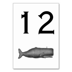 Numéro De Table Dessin de baleine du XIXe siècle de style vintage