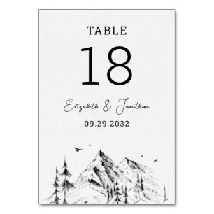 Numéro de table dessinée à la main de la forêt de 