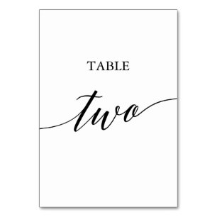 Numéro de table deux en calligraphie noire élégant