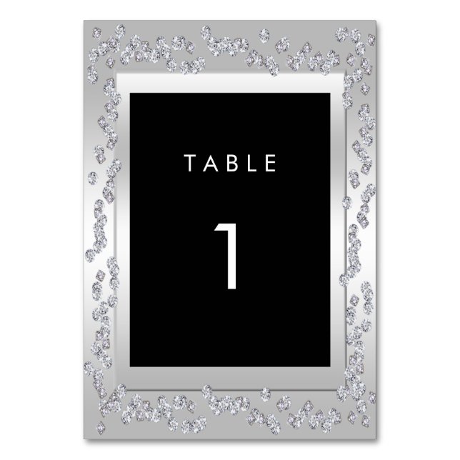 Numéro De Table Diamants d'argent élégant 60e Mariage (Par défaut)