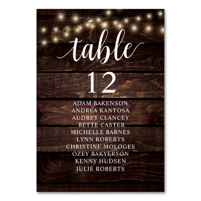 Numéro De Table Dîner mariage, Invités Rustiques Sièges Tableau Ta (Par défaut)