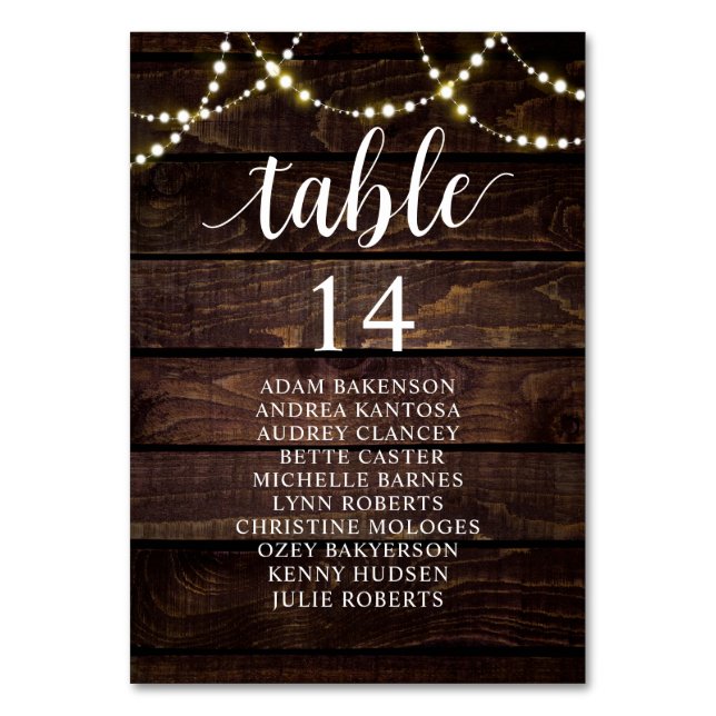 Numéro De Table Dîner mariage, Invités Rustiques Tableau De assise (Par défaut)