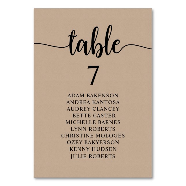 Numéro De Table Dîner mariage, Invités Rustiques Tableau De assise (Par défaut)