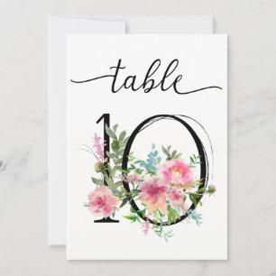 Numéro de table dix de la table des pivoines roses