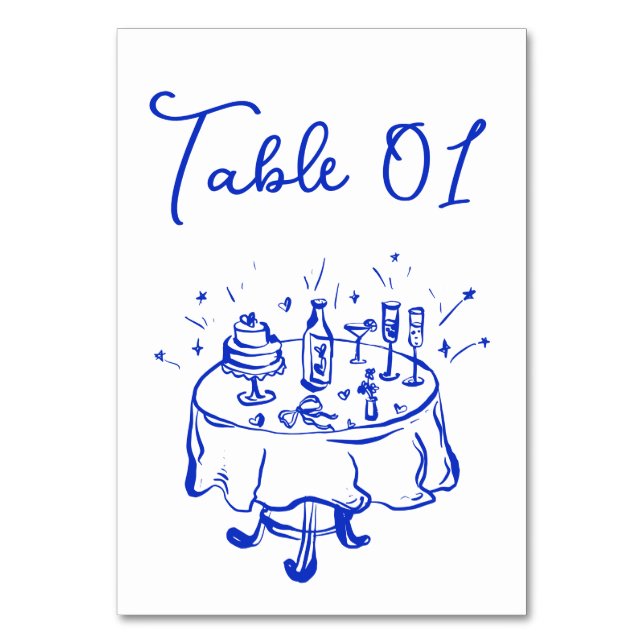 Numéro De Table Doodle Quirky Main Drake Blue table Numéro (Par défaut)
