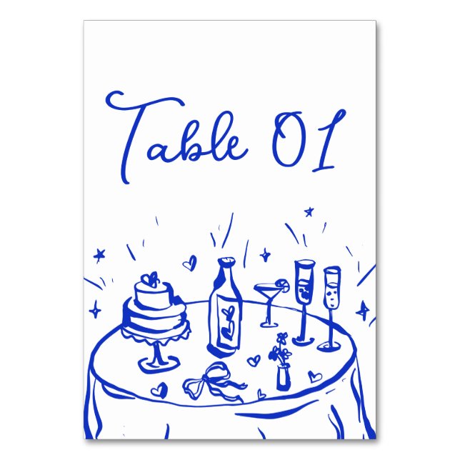 Numéro De Table Doodle Quirky Main Drake Blue table Numéro (Par défaut)