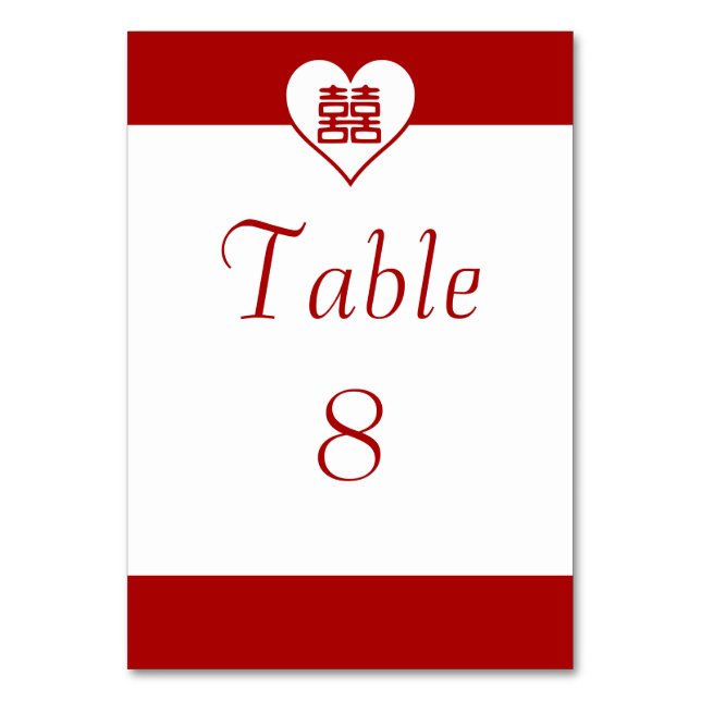 Numéro De Table Double Bonheur - Coeur rouge gras (Par défaut)