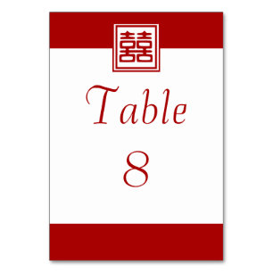 Numéro De Table Double Bonheur rouge foncé - Carré