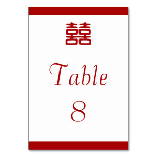 Numéro De Table Double Bonheur Rouge foncé - Élégant