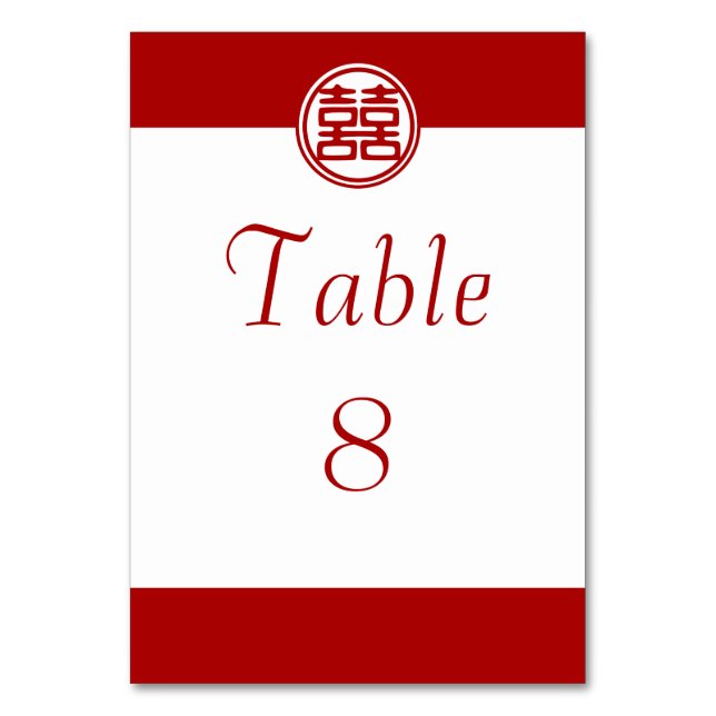 Numéro De Table Double Bonheur Rouge foncé - rond (Par défaut)