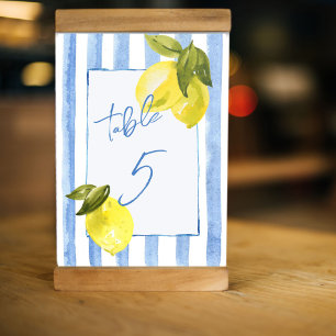 Numéro De Table Douche nuptiale à rayures bleues