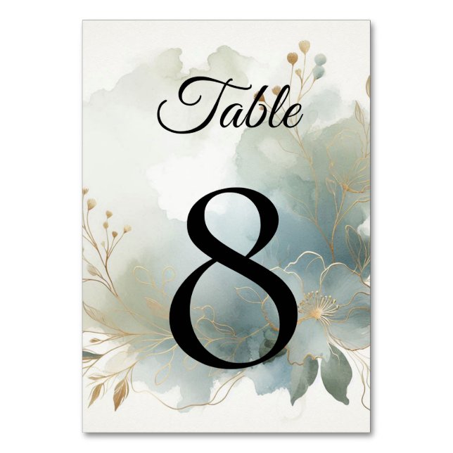 Numéro De Table Doux Golden Dusty Blue Romance Mariage (Par défaut)