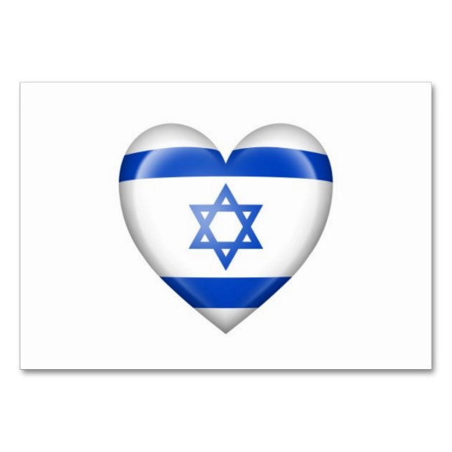 Numéro De Table Drapeau cardiaque israélien en blanc (Devant)