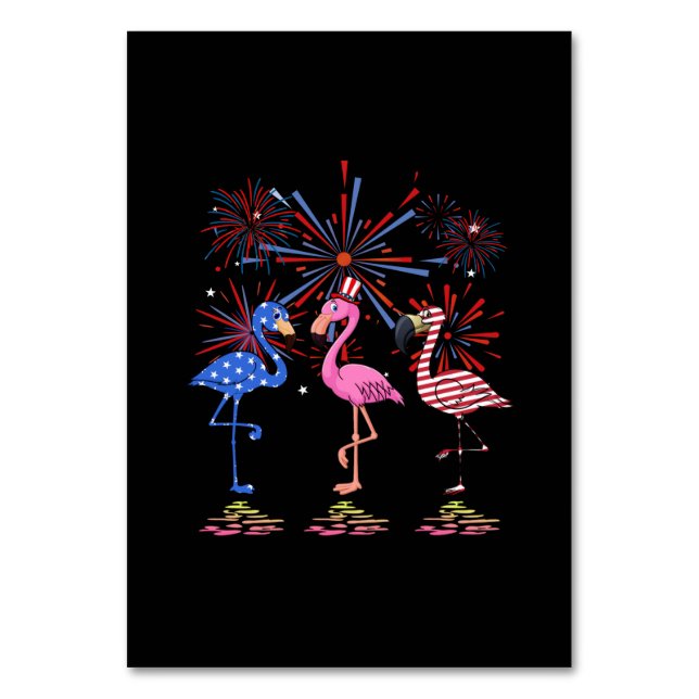 Numéro De Table Drapeau Flamant rose américain pour le 4 juillet (Par défaut)