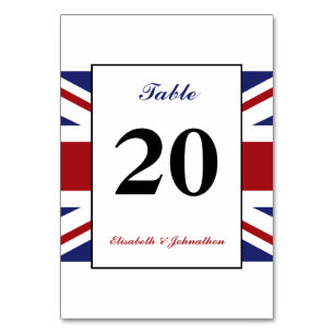 Numéro De Table Drapeau Union Jack Mariage britannique