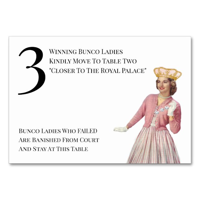 Numéro De Table Drôle Queen Table Trois Bunco (Devant)