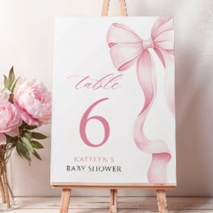 Numéro de table du Baby shower de ruban rose