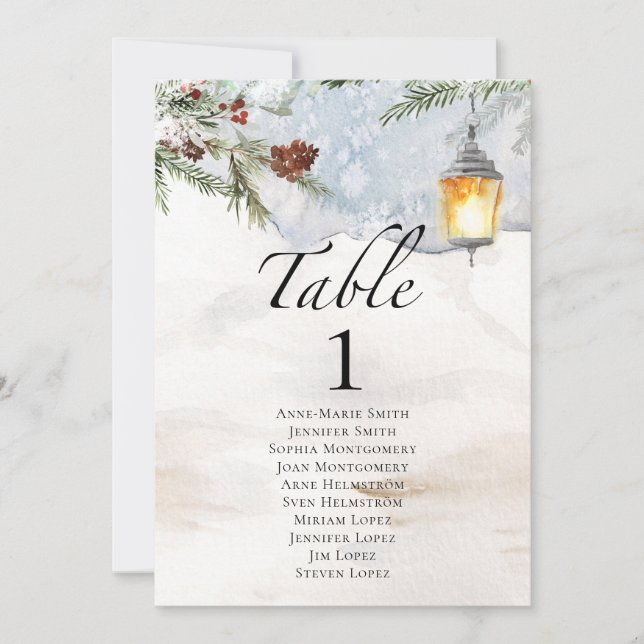 Numéro de table du Baby shower d'hiver et nom de l (Devant)