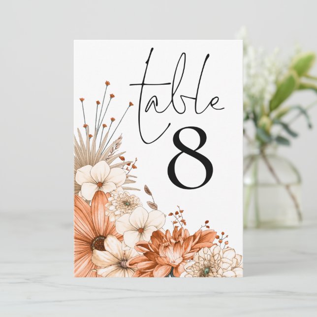 Numéro de table du feuillage floral d'automne (Debout devant)