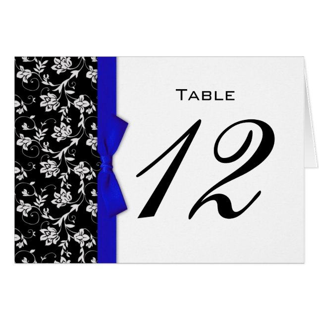 Numéro de table du Mariage Bleu Bow (Devant horizontal)