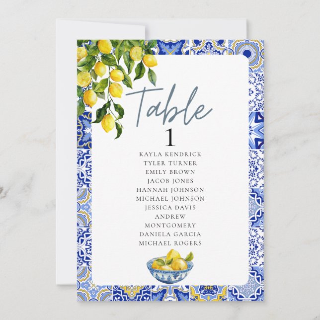 Numéro de table du Mariage citron - Tableau de siè (Devant)