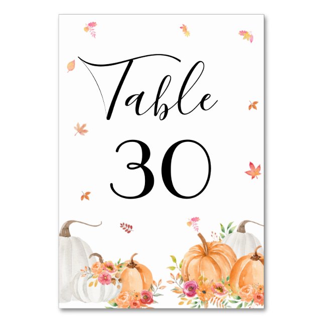 Numéro de table du Mariage Citrouille aquarelle (Par défaut)