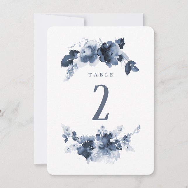 Numéro de table du Mariage d'aquarelle bleue (Devant)