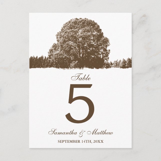 Numéro de table du Mariage de automne de chêne Bro (Devant)