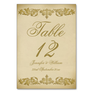 Numéro de table du Mariage de défilement feuille v