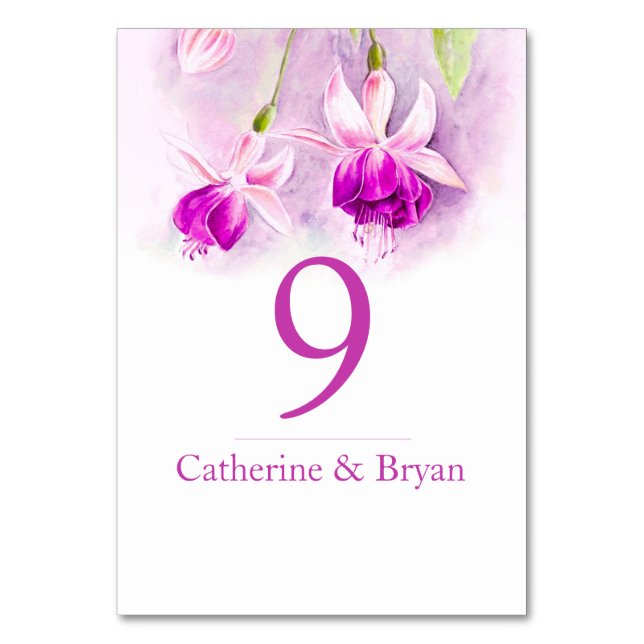 Numéro de table du mariage de fleurs d'aquarelle F (Par défaut)