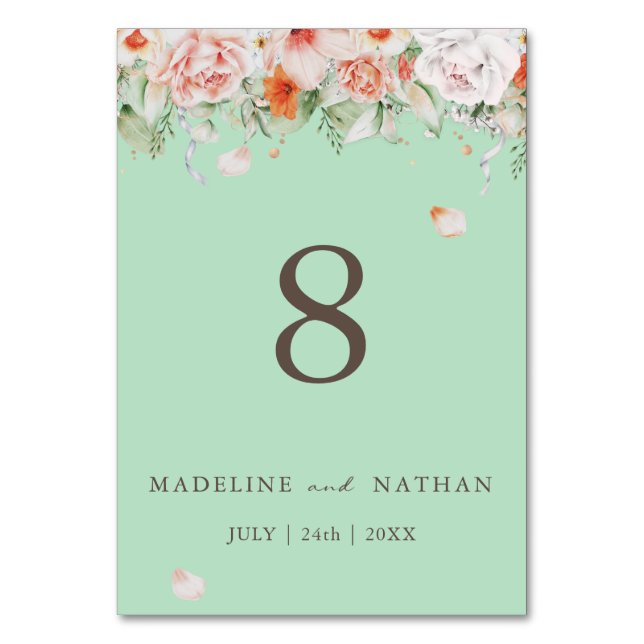 Numéro de table du Mariage de fleurs vert à la men (Par défaut)
