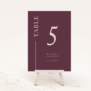 Numéro de table du Mariage de ligne Mauve Clean