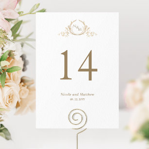 Numéro de table du Mariage de monogramme blanc et 