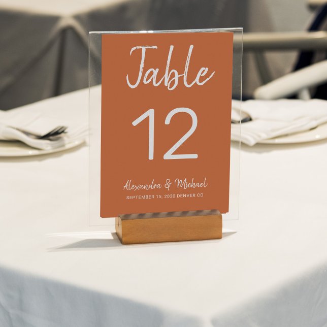 Numéro de table du mariage en terre cuite de scrip (Créateur téléchargé)