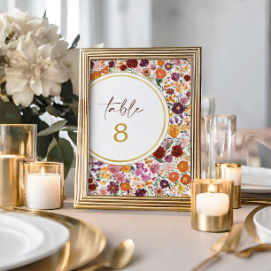 Numéro de table du Mariage Fleur sauvage Bold Fall