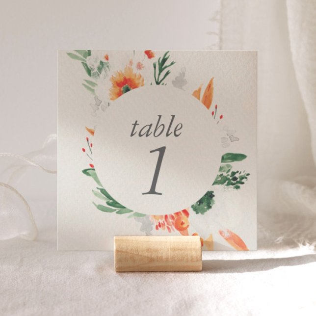 Numéro de table du Mariage Fleur sauvage d'aquarel (Créateur téléchargé)