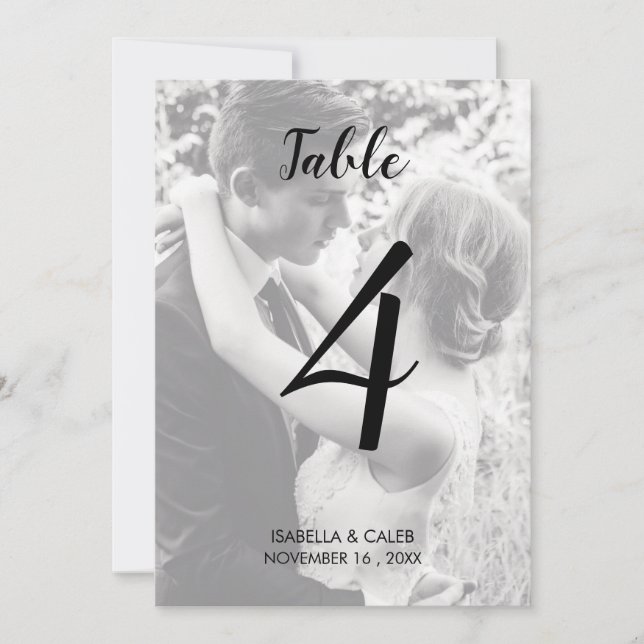 Numéro de table du Mariage photo personnalisé (Devant)