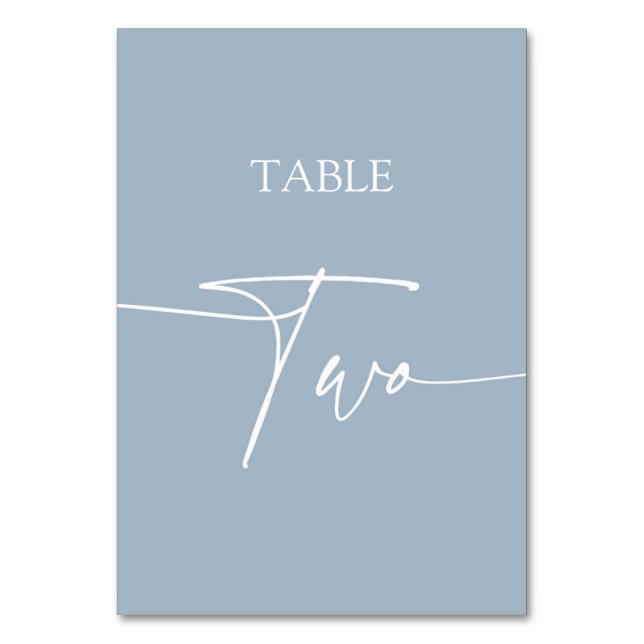Numéro De Table Dusty bleu minimaliste élégant table deux (Par défaut)