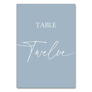 Numéro De Table Dusty bleu minimaliste élégant table douze