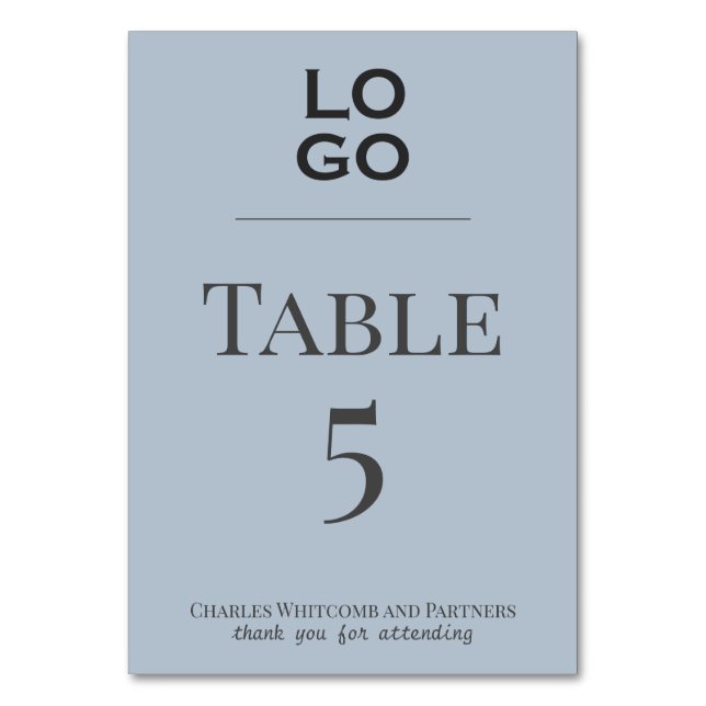Numéro De Table Dusty Blue Custom Logo Business Business Event (Par défaut)