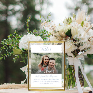 Numéro De Table Dusty Blue Élégant Script Fun Faits Mariage photo