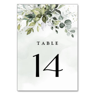 Numéro De Table Dusty Blue Eucalyptus Vert Mariage Succulent