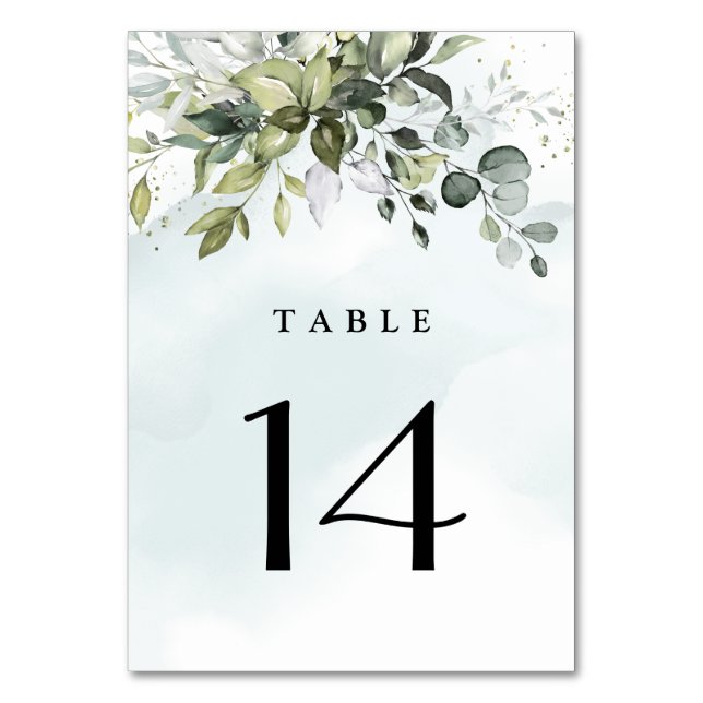 Numéro De Table Dusty Blue Eucalyptus Vert Mariage Succulent (Par défaut)