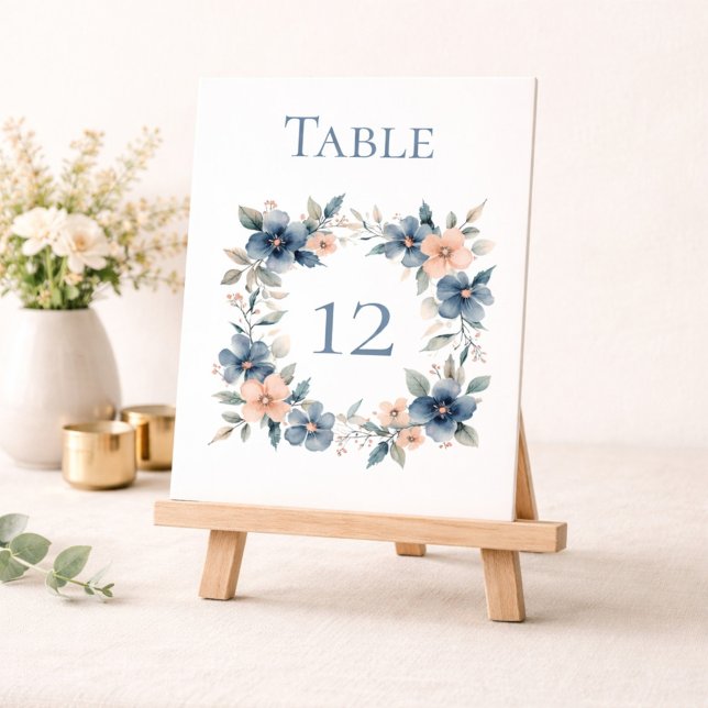 Numéro De Table Dusty Blue Floral Event Sign for (Créateur téléchargé)