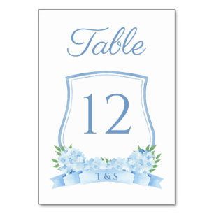 Numéro De Table Dusty Blue intemporel Hydrangea Crest Mariage