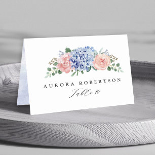 Numéro De Table Dusty Blue Pastel Pink hydrangeas Nom d'hôte