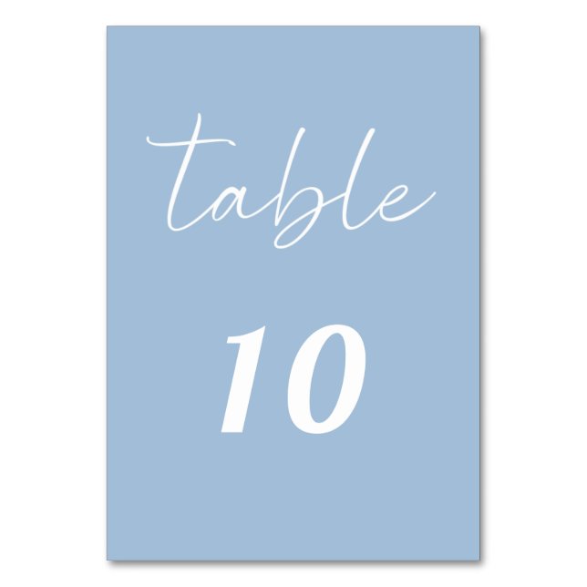 Numéro De Table Dusty blue script elegant minimalist wedding (Par défaut)