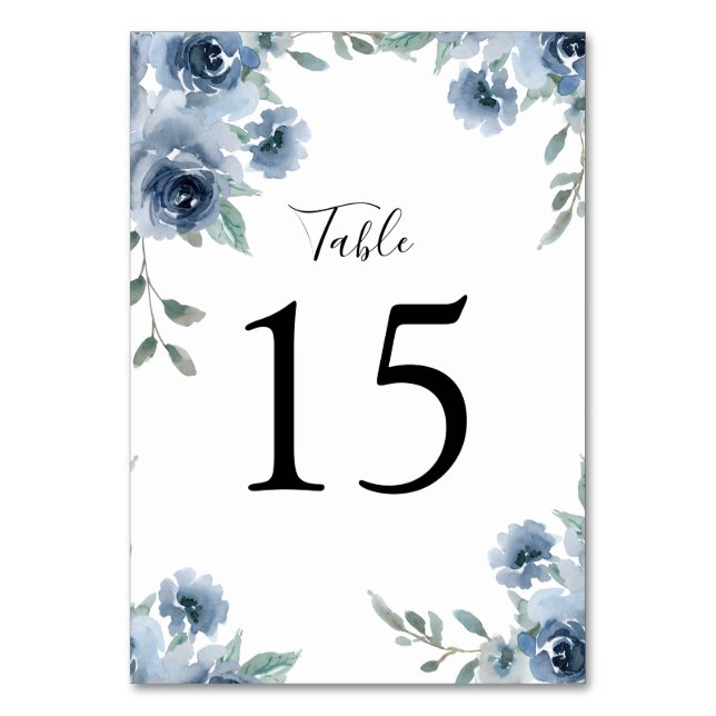 Numéro De Table Dusty Blue Slate Greenery Floral Géométrique (Par défaut)
