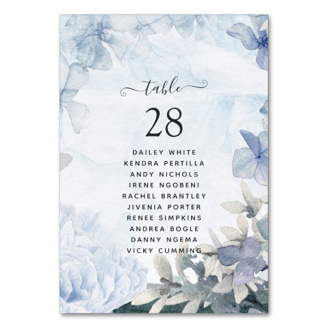 Numéro De Table Dusty Blue Watercolor Mariage (Par défaut)